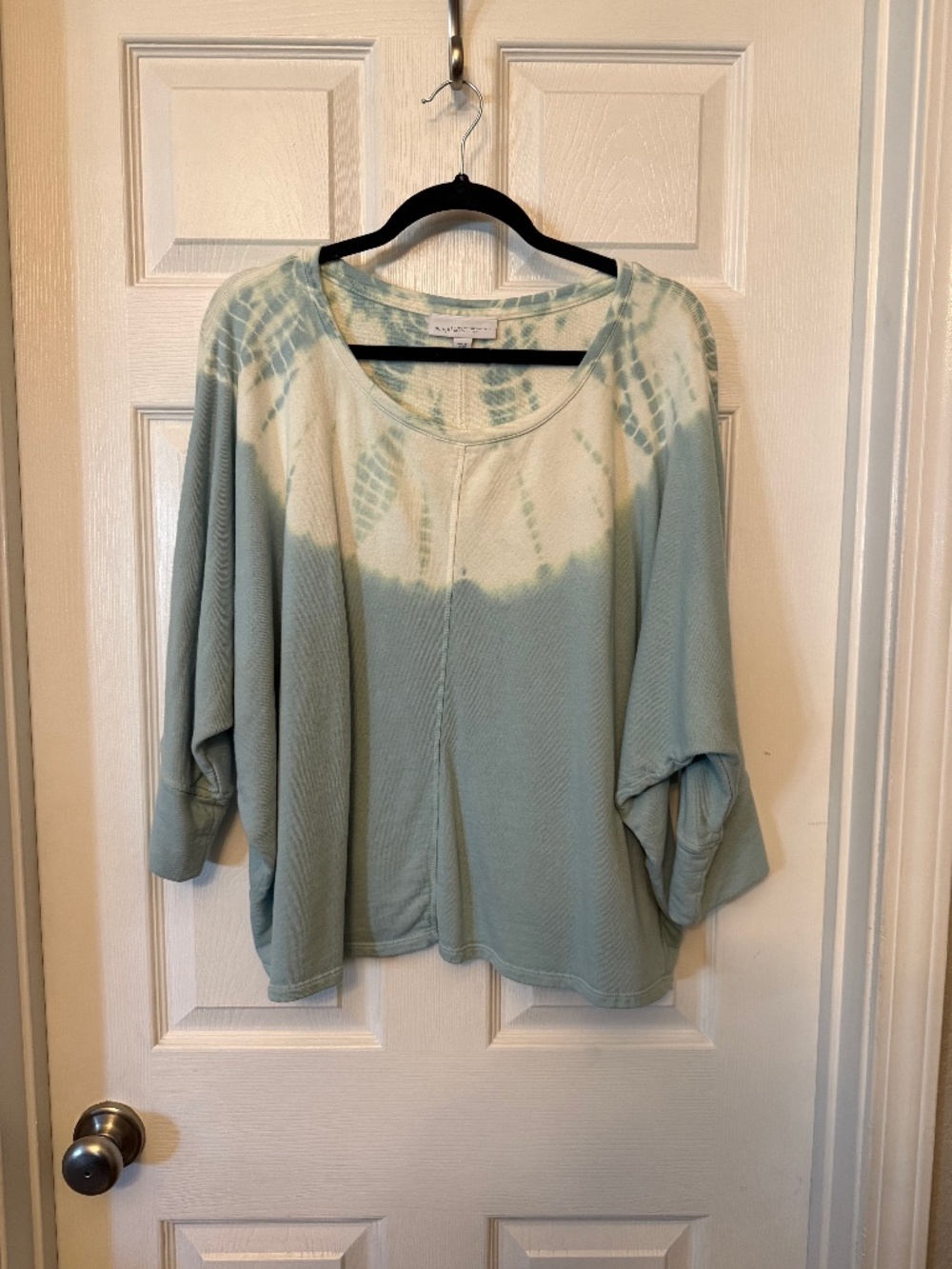 Pure Jill 3/4 Bat-wing Sleeve Tye-Dye Styled Top, Size Petite Large